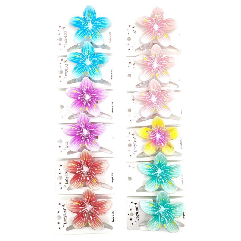 12pk Flower Hawaii Plumeria Hair Claw