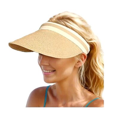 Stripe summer Straw Sun Cap