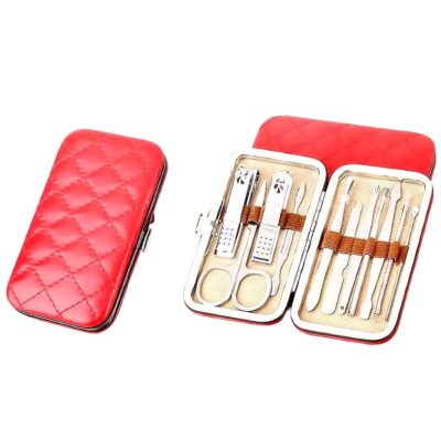 Weaving Quilted Pattern PU Case Portable Manicure Set