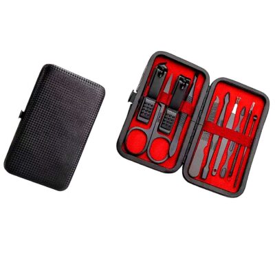 Jet Black Case and Tools Portable Manicure Set