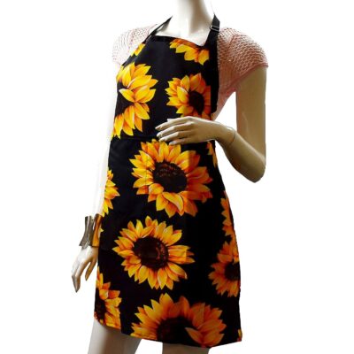 Sun Flower Black Gabardine Apron