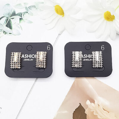 12pk Rectangle Rhinestone Stud earrings