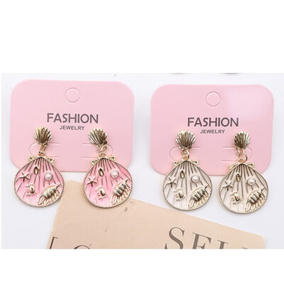 12pk Ocean Theme Clam Stud earrings