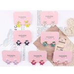 Beautiful watercolor flowers decorated background. Can be used as greeting card or invitation card design. 12pk Butterfly Fashion Enamel Stud Earrings Set
