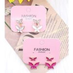 Beautiful watercolor flowers decorated background. Can be used as greeting card or invitation card design. 12pk Butterfly Fashion Enamel Stud Earrings Set