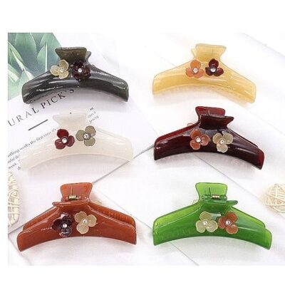 12pk Acrylic Flower Deco Hair Jaw Clip