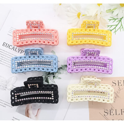 12pk Chain Pattern Rectangle Hair Jaw Clip