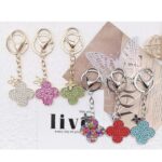 12pk Clover Rhinestone Dangle Key chain bag charm