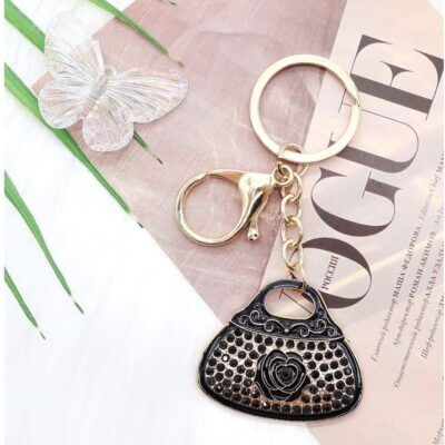 12pk Rose Bag Rhinestone Dangle Key chain bag charm