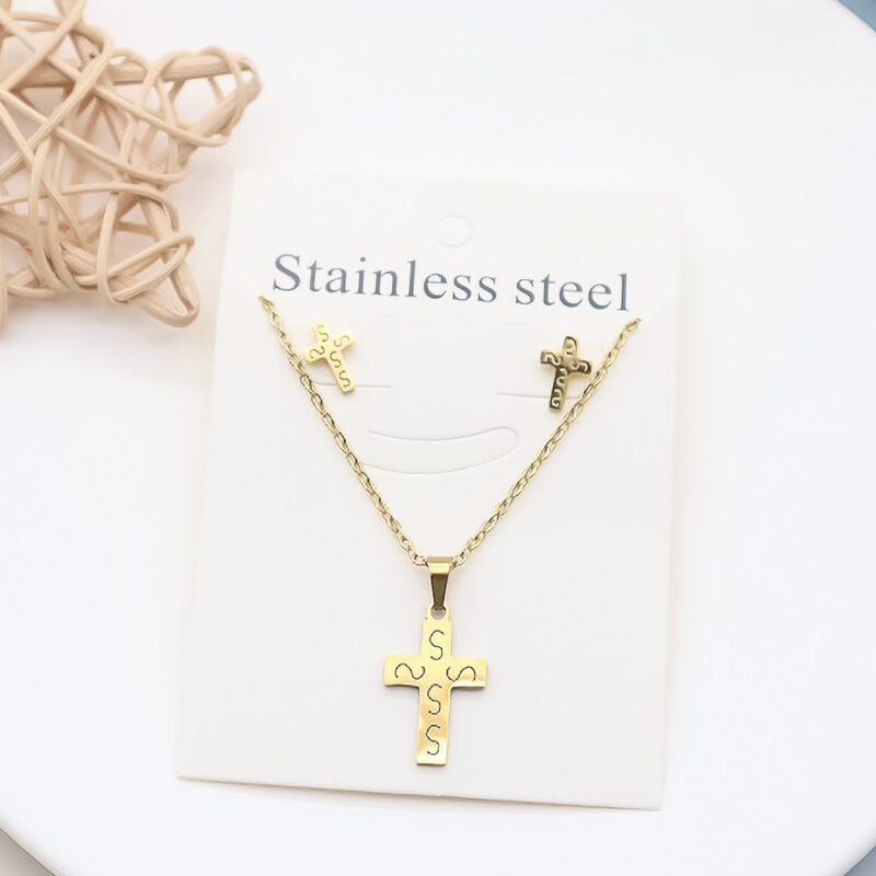 12pk Cross Stainless Steel Jewelry Set