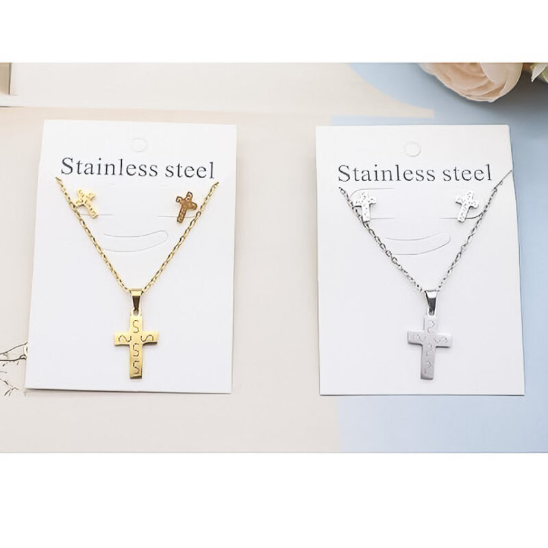 12pk Cross Stainless Steel Jewelry Set