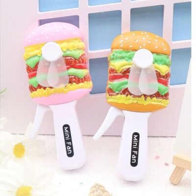 24pk Fastfood Hamburger Handheld Manual Fan