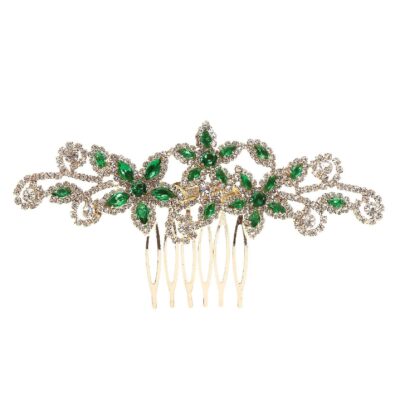 Wide Flowers Cubic CZ Hair deco Comb