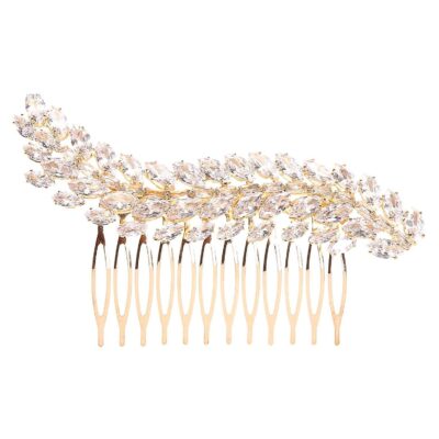 Marquise Oval Leavs Cubic CZ Hair deco Comb