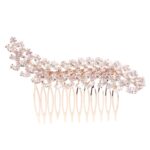 HF72-41276CZCLRGD Marquise Oval Leavs Cubic CZ Hair deco Comb