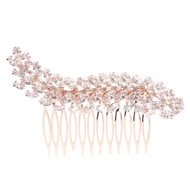 Marquise Oval Leavs Cubic CZ Hair deco Comb