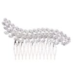 HF72-41276CZCLSV Marquise Oval Leavs Cubic CZ Hair deco Comb