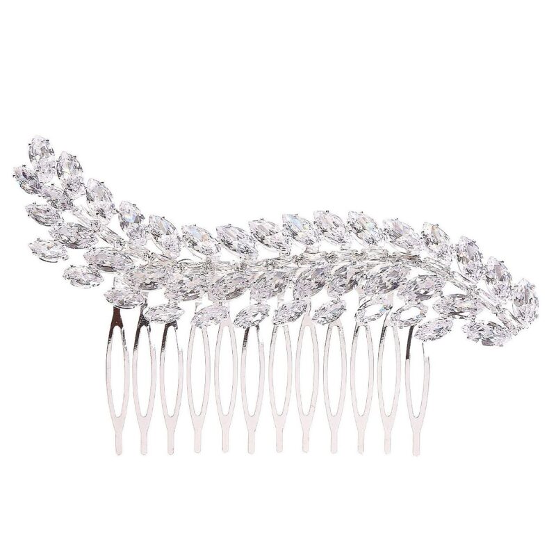 Marquise Oval Leavs Cubic CZ Hair deco Comb