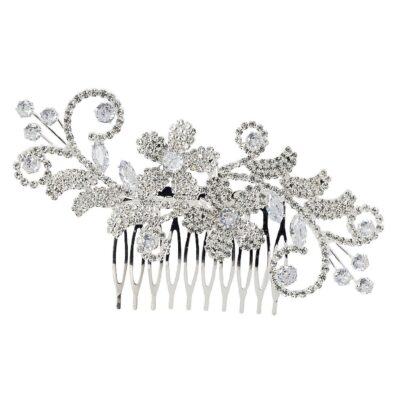 Blooming Flowers CZ Rhinestone Hair deco Comb