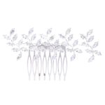 HF72-41335CZCLSV Modern Leaves CZ Cubic Hair deco Comb
