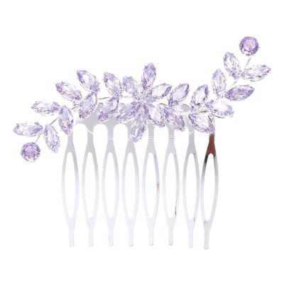 Modern Floral Leaves CZ Cubic Hair deco Comb