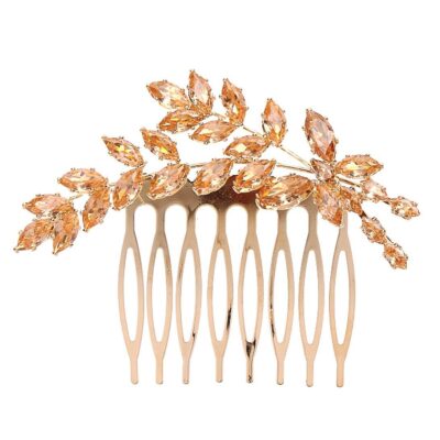 Exquisite Floral Leaves CZ Cubic Hair deco Comb