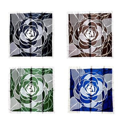 12pk Rose Pattern Silky Satin Scarf