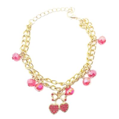 12pk Cherry Charm Beads Chain Bracelet