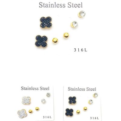 12pk Cherry  Rhinestone Stud Earrings