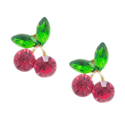 12pk Cherry Rhinestone Dangle Earrings