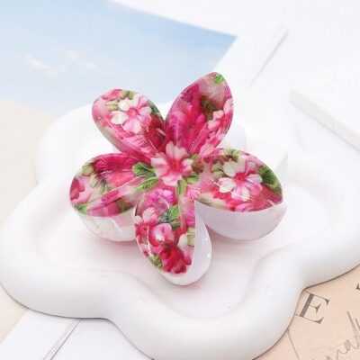 12pk Plumeria Flower Print Hair Jaw Claw Clip