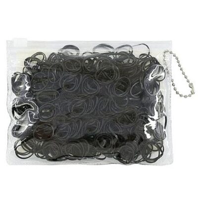 12pk 500pcs Black Hair Rubber Band Tie