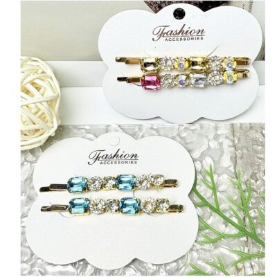 12pk Rectangle Crystal Deco Hair Grip Bobby Pin