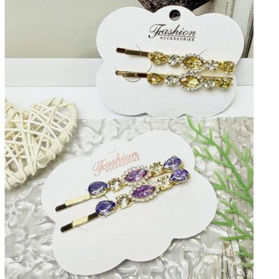 12pk Oval Crystal Deco Hair Grip Bobby Pin