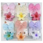 12pk Plumeria Claw Hair Ribbon Pin 2 Pieces Set