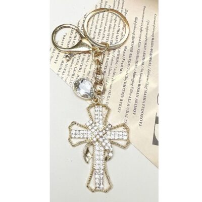 12pk Bling Stone Cross Handbag Charm Key Chain
