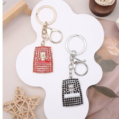 12pk Rhinestone Backpack Handbag Charm Key Chain