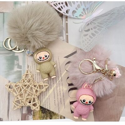 12pk Pompom Character Bag Charm Key Chain