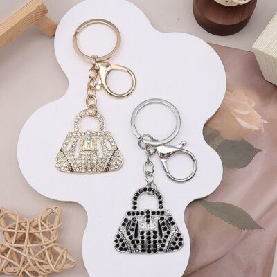 12pk Rhinestone Tote Design Bag Charm Key Chain