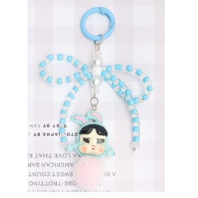 12pk cute girl Pompom Ribbon Bag Charm Key Chain