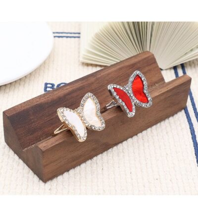 12pk Chic Butterfly Rhinestone fashion Bling Rings