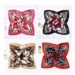 Beautiful watercolor flowers decorated background. Can be used as greeting card or invitation card design. 12pk Silky Touch Square Harness Print Scarf
