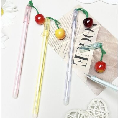 12pk Cherry dangle Lid Ball Point Pen Set
