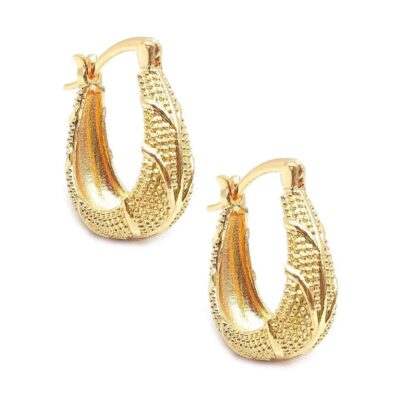 12pk Patterned U Shape Gold Dip Hoop Earrings