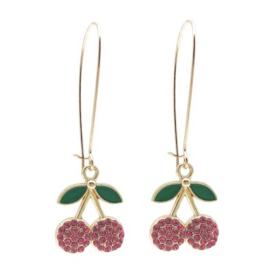 12pk Cherry Dangle Loose Hoop Earrings