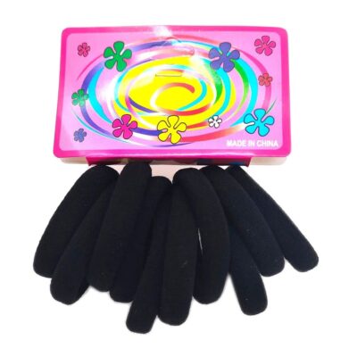 12pk Black Seamless Elastic Ponytail Hair Tie