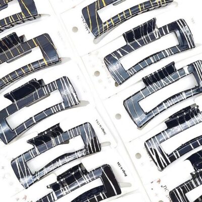 12pk Stripe Pattern Rectangle Hair Claw Clip Headpiece