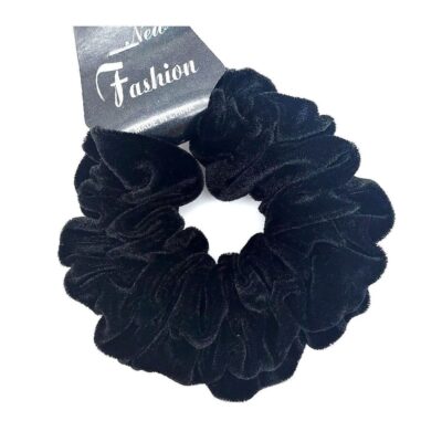 12pk Black Velvet Hair Tie Scrunchy