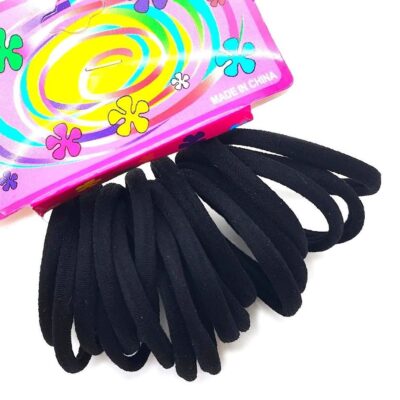 12pk Blalck Thin Seamless Elastic Ponytail Hair Tie 18