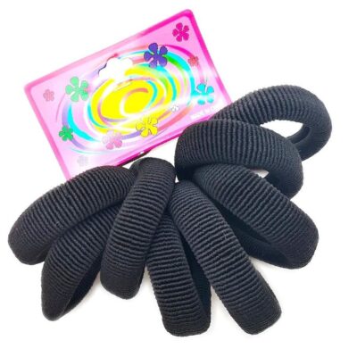 12pk Blalck Bold Seamless Elastic Ponytail Hair Tie 8